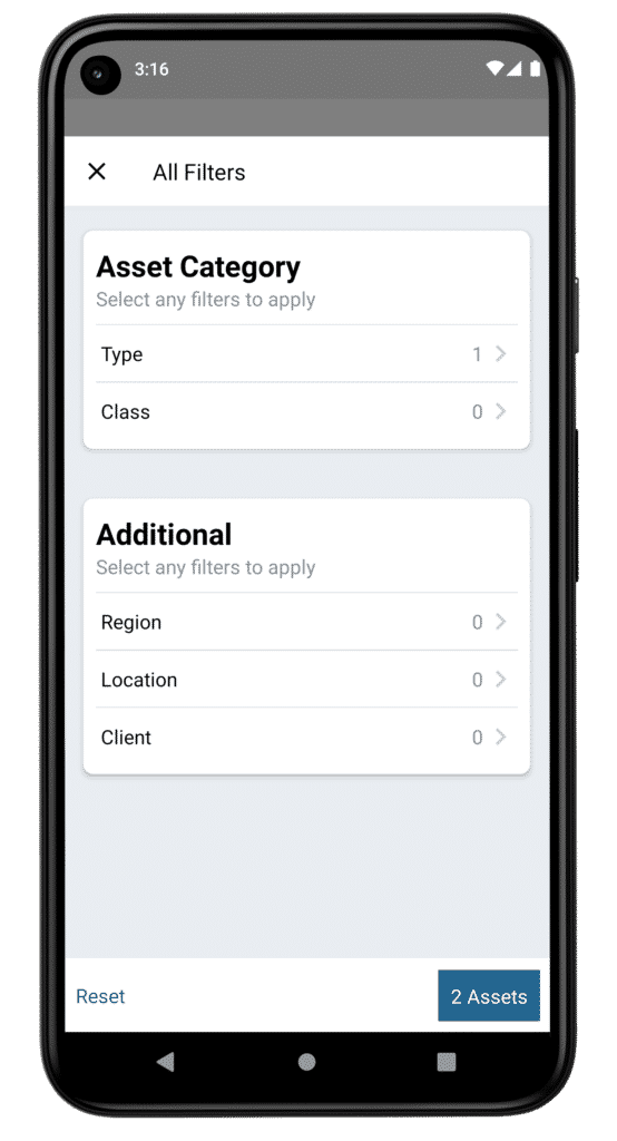 asset filters Redlist Android App
